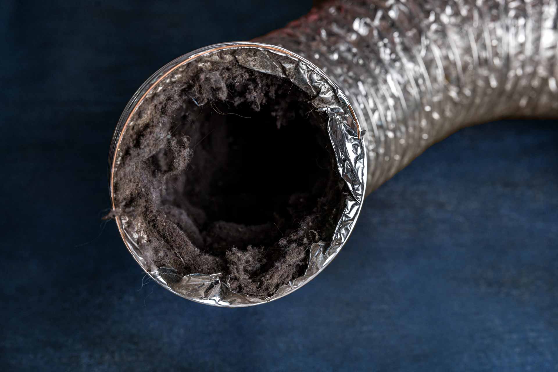 A,Dirty,Laundry,Flexible,Aluminum,Dryer,Vent,Duct,Ductwork,Filled Dryer Vent Cleaning Wake Forest Nc